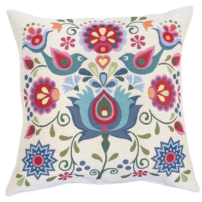 Single-sided tapestry cushion cover KISS033, 45x45, Square, Casual, Without lurex, 75% polyester, 22% cotton, 3% acrylic, Single-sided