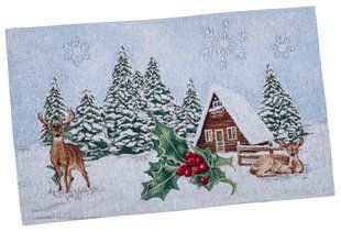Tapestry placemat SQUIRREL, 33x53, Rectangular, New Year's, Silver lurex, 75% polyester, 22% cotton, 3% acrylic, Tapestry