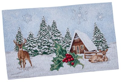 Tapestry placemat SQUIRREL, 33x53, Rectangular, New Year's, Silver lurex, 75% polyester, 22% cotton, 3% acrylic