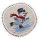 Tapestry placemat with lace ROUND1062M-10D "Funny snowmen", Ø10, Round, New Year's, Silver lurex, 75% polyester, 22% cotton, 3% acrylic