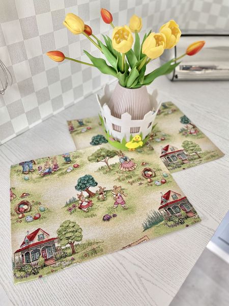 Tapestry placemat EDEN1184, 34x44, Rectangular, Easter, Without lurex, 75% polyester, 22% cotton, 3% acrylic