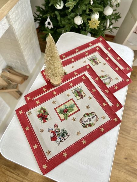 Tapestry placemat RUNNER535 "Carol", 37x49, Rectangular, New Year's, Without lurex, 75% polyester, 22% cotton, 3% acrylic