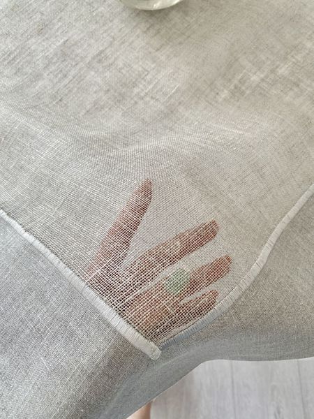 Linen tablecloth SKLB24D1, 85x85, Square, Monochrome, Embroidery, 100% linen