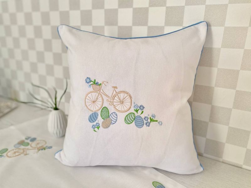 Embroidered Easter cushion cover NVVV02, 45x45, Square, Easter, Embroidery, 70% cotton, 30% polyester, Single-sided