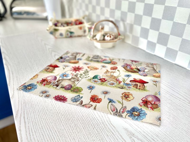 Tapestry placemat EDEN1017, 34x44, Rectangular, Easter, Without lurex, 75% polyester, 22% cotton, 3% acrylic