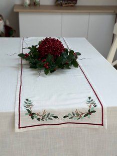 Доріжка лляна вишивана EVERGREEN-40-1 (40х140) EVERGREEN-40-1 фото