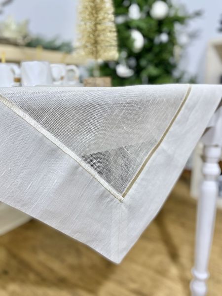 Linen tablecloth SKLB30D, 85x85, Square, Monochrome, Embroidery, 100% linen
