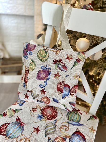 Tapestry shopping bag FIESTA-SM36 (36x36), 36х36, 36, 36, Square, New Year's, Golden lurex, 60% polyester, 24% cotton, 16% acrylic, Tapestry