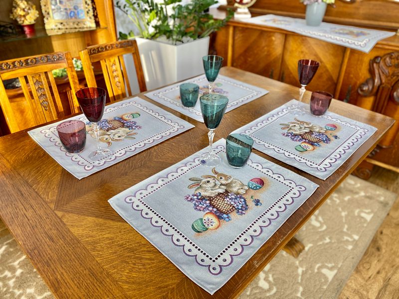 Tapestry placemat RUNNER1018-49, 37x49, Rectangular, Easter, Without lurex, 75% polyester, 22% cotton, 3% acrylic