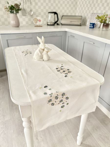 Linen embroidered Easter table runner NPVV04L-42, 42x140, Rectangular, Easter, Embroidery, 100% linen
