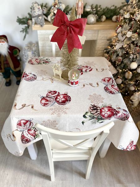Tapestry tablecloth ALLOVER34278, 137х137, 137, 137, Square, New Year's, With microfibre + gold lurex, 74% polyester, 23% cotton, 3% acrylic, Tapestry