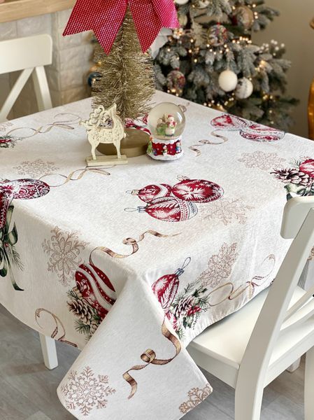 Tapestry tablecloth ALLOVER34278, 137х137, 137, 137, Square, New Year's, With microfibre + gold lurex, 74% polyester, 23% cotton, 3% acrylic, Tapestry