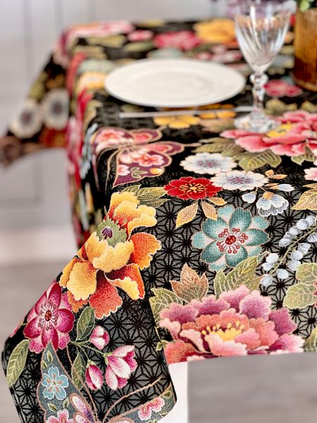 Tapestry tablecloth JAPAN003, 137x260, Rectangular, Everyday, Golden lurex, 75% polyester, 22% cotton, 3% acrylic