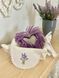 Napkin in a bread box from the collection &lsquo;Embroidered Lavender&rsquo; LVV08, 28x28, Square, Everyday, Embroidery, 100% linen