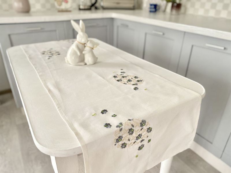 Linen embroidered Easter table runner NPVV04L-42, 42x140, Rectangular, Easter, Embroidery, 100% linen