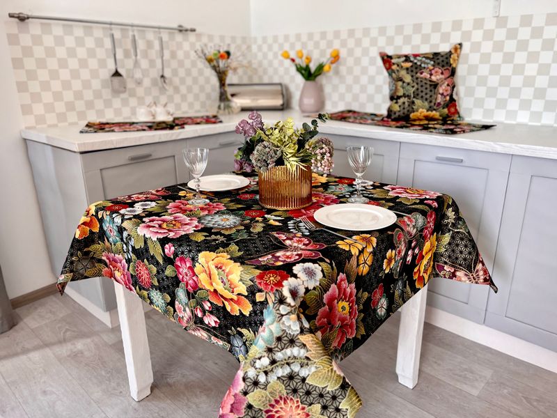 Tapestry tablecloth JAPAN003, 137x260, Rectangular, Everyday, Golden lurex, 75% polyester, 22% cotton, 3% acrylic