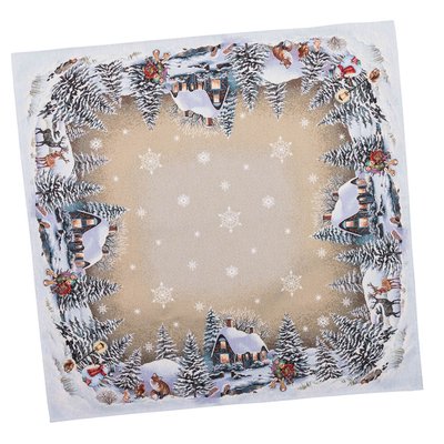 Tapestry tablecloth RUNNER1267 "Loud Carol", 97х100, Square, New Year's, Without lurex, 75% polyester, 22% cotton, 3% acrylic