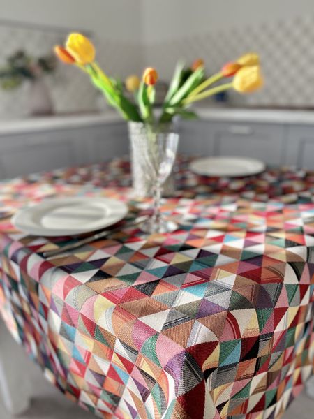 Tapestry tablecloth GEO117, 97х100, Square, Everyday, Without lurex, 75% polyester, 22% cotton, 3% acrylic