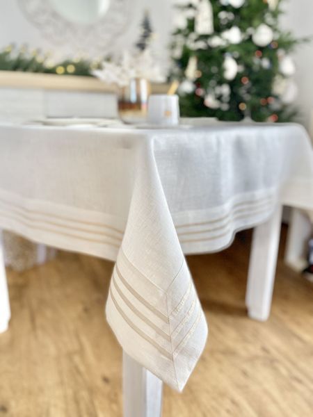 Linen tablecloth SKLB30, 140x140, Square, Monochrome, Embroidery, 100% linen