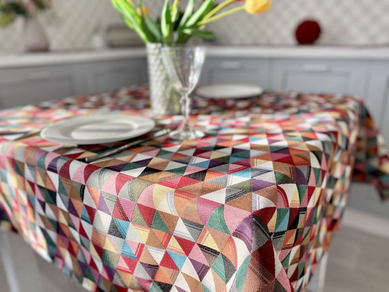 Tapestry tablecloth GEO117, 97х100, Square, Everyday, Without lurex, 75% polyester, 22% cotton, 3% acrylic