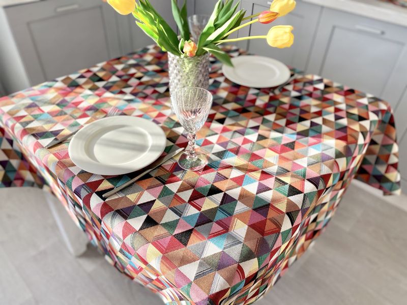 Tapestry tablecloth GEO117, 137х137, Square, Everyday, Without lurex, 75% polyester, 22% cotton, 3% acrylic