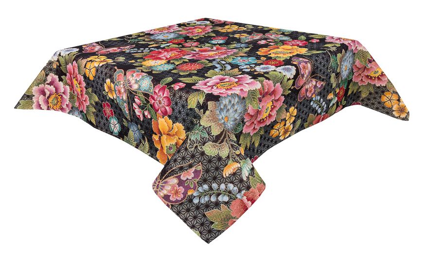 Tapestry tablecloth JAPAN003, 137х137, Square, Everyday, Golden lurex, 75% polyester, 22% cotton, 3% acrylic