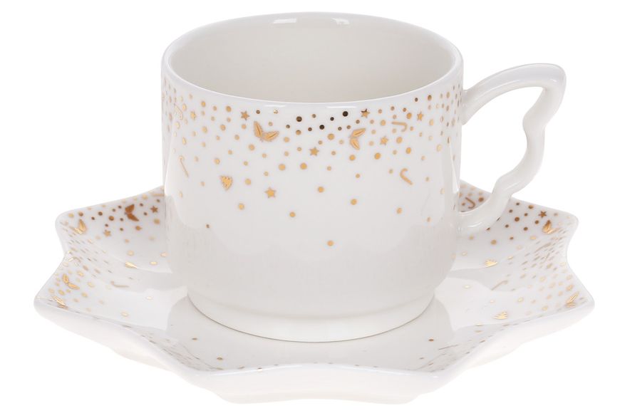 Porcelain cup with saucer 498-314 ‘Winter fairy tale’ 200ml, New Year's, 200 ml, Porcelain, 1 pc.