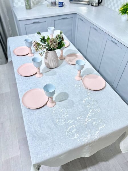 Tablecloth with embroidery SKV08, 137х280, Rectangular, Everyday, Embroidery, 100% linen