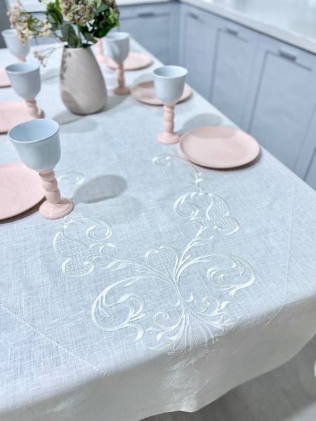 Tablecloth with embroidery SKV08, 137х280, Rectangular, Everyday, Embroidery, 100% linen