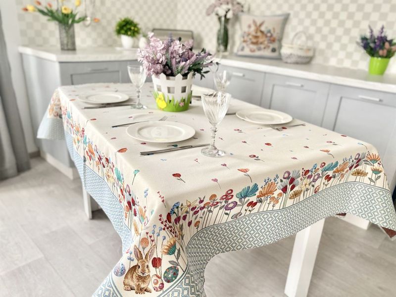 Tapestry tablecloth RUNNER651, 137х137, Square, Easter, Without lurex, 75% polyester, 22% cotton, 3% acrylic