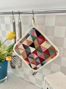 Tapestry kitchen potholder GEO117-PK20, 20x20, Square, Everyday, Without lurex, 75% polyester, 22% cotton, 3% acrylic, Tapestry