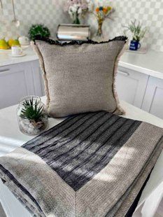 Linen bedspread PL07-1 (215x240)+2 pillowcases (45x45), 215x240, Rectangular, Everyday, Without lurex, 50% linen, 50% cotton, Double-sided