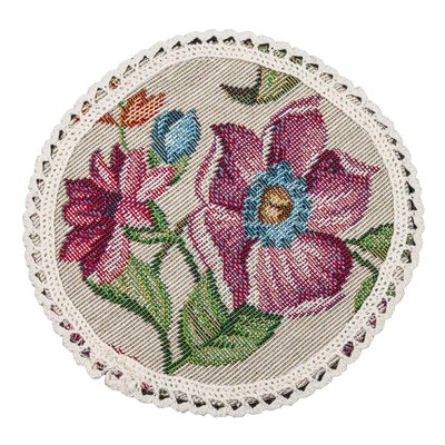 Tapestry placemat with lace ROUND1186M-10D