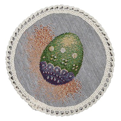 Tapestry placemat with lace ROUND1018M-10D, Ø10, Round, Easter, Without lurex, 75% polyester, 22% cotton, 3% acrylic