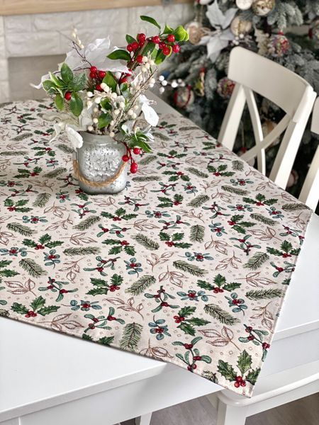 Tapestry tablecloth MARIBEL, 97х100, 100, 97, Square, New Year's, Golden lurex, 60% polyester, 24% cotton, 16% acrylic, Tapestry