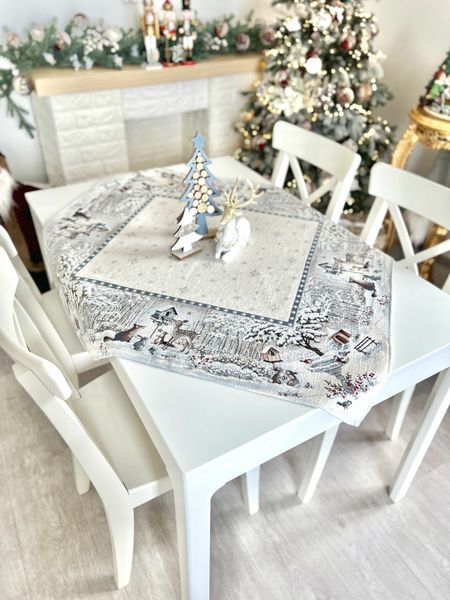 Obrus gobelinowy MICRO854, 97х100, 100, 97, Kwadrat, Nowy Rok, Z mikrofibry + srebrny lureks, 75% poliester, 22% bawełna, 3% akryl, Gobelin