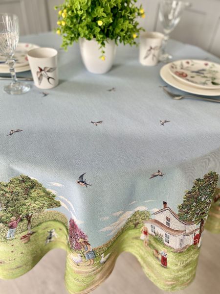 Tapestry tablecloth ROUND1176, Ø160, Round, Everyday, Without lurex, 75% polyester, 22% cotton, 3% acrylic