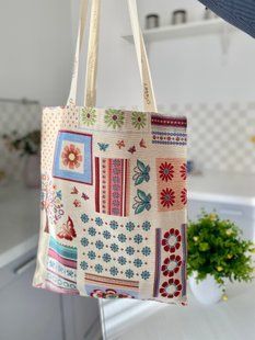 Torba na zakupy z gobelinu SM0065, 35x40, Prostokątny, Zwykły, Bez lureksu, 75% poliester, 22% bawełna, 3% akryl, Gobelin