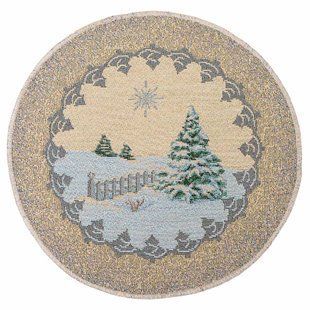 Tapestry placemat with lace ROUND908M-20D Polar Express