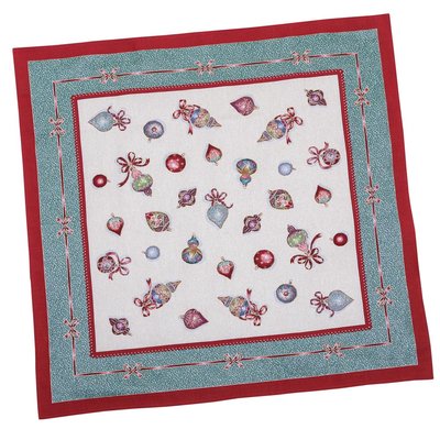 Tapestry tablecloth RUNNER336V "Christmas Toys", 97х100, Square, New Year's, Silver lurex, 75% polyester, 22% cotton, 3% acrylic