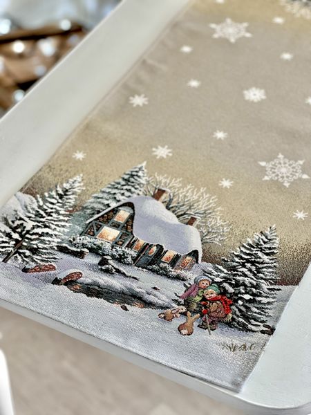 Tapestry table runner RUNNER1267 "Loud Carol", 37х100, Rectangular, New Year's, Without lurex, 75% polyester, 22% cotton, 3% acrylic