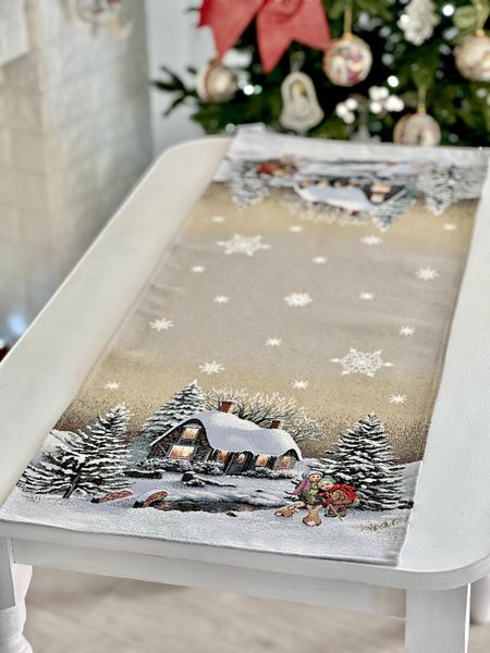 Tapestry table runner RUNNER1267 "Loud Carol", 37х100, Rectangular, New Year's, Without lurex, 75% polyester, 22% cotton, 3% acrylic