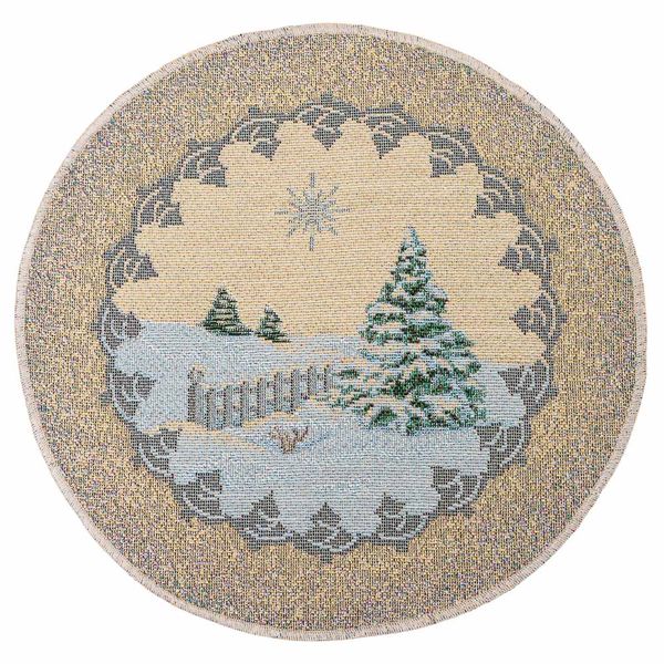 Tapestry placemat with lace ROUND908M-20D "Polar Express"