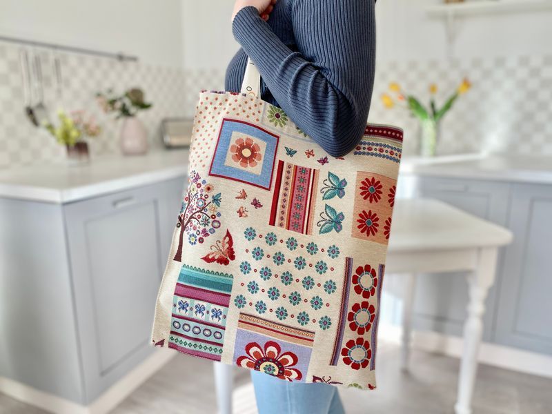 Tapestry shopping bag SM0065, 35х40, 40, 35, Rectangular, Everyday, Without lurex, 75% polyester, 22% cotton, 3% acrylic, Tapestry