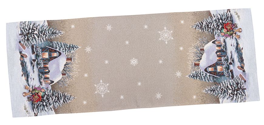 Tapestry table runner RUNNER1267 "Loud Carol", 37х100, Rectangular, New Year's, Without lurex, 75% polyester, 22% cotton, 3% acrylic