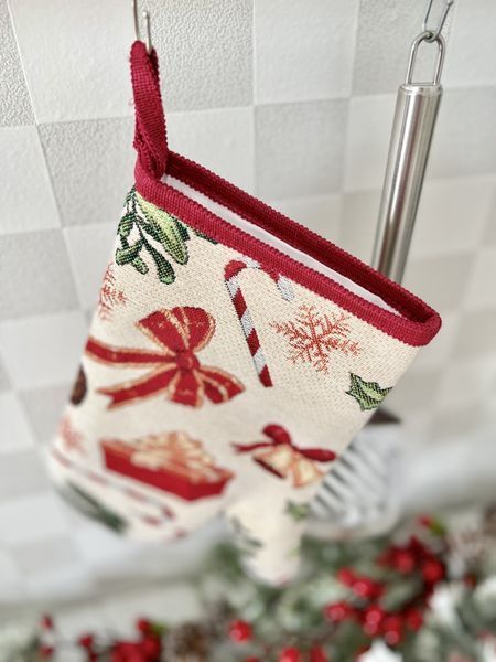 Tapestry oven mitten SPARKLE, 17х30, 30, 17, New Year's, Golden lurex, 75% polyester, 22% cotton, 3% acrylic, Tapestry