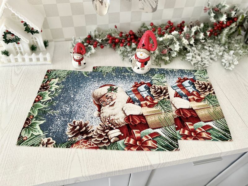 Tapestry placemat WINDOW-33 (33x45), 33х45, 45, 33, Rectangular, New Year's, Without lurex, with microfibre, 80% polyester, 15% cotton, 5% acrylic, Tapestry