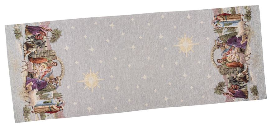 Tapestry table runner RUNNER1153 "Вифлеємське диво" , 37х100, Rectangular, New Year's, Golden lurex, 70% polyester, 23% cotton, 3% acrylic, 4% metal fibre