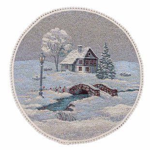 Серветка гобеленова з мереживом ROUND1254M-25D Різдвяна Звістка Limaso ROUND1254M-25D фото