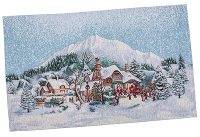 Tapestry placemat ZERMAT, 33x53, Rectangular, New Year's, Silver lurex, 75% polyester, 22% cotton, 3% acrylic